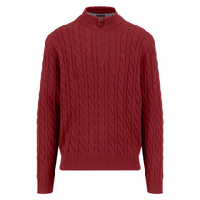 Load image into Gallery viewer, Red cable knit sweater on a white background