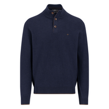 Load image into Gallery viewer, Navy blue sweater with button details on a white background