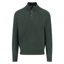 Load image into Gallery viewer, Green sweater with button collar on a white background