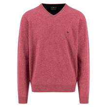 Load image into Gallery viewer, Red sweater with a small logo on a white background