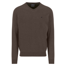 Load image into Gallery viewer, Brown sweater with a small logo on a white background