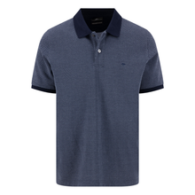 Load image into Gallery viewer, Navy blue polo shirt with a pattern on a white background