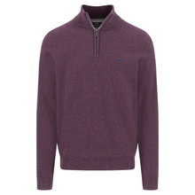 Load image into Gallery viewer, Purple sweater with a quarter zip on a white background