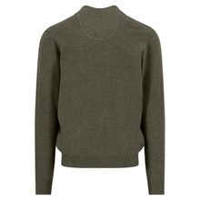 Load image into Gallery viewer, Back View of Fynch Hatton Superfine Cotton Zip Cardigan, in Dark Khaki.