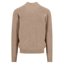 Load image into Gallery viewer, Back View of Fynch Hatton Superfine Cotton Zip Cardigan, in Taupe.