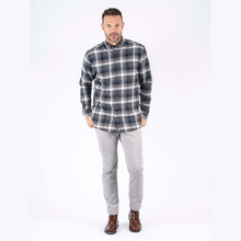 Load image into Gallery viewer, Man wearing a plaid shirt and gray pants on a white background