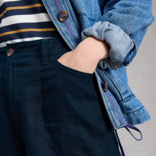 Load image into Gallery viewer, model wearing White Stuff Tia Linen Wide Leg Crop Navy