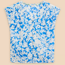Load image into Gallery viewer, whitestuff top in blue colour with buttons showing at the front