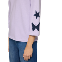 Load image into Gallery viewer, Rabe Lilac Sweater with Star & Butterfly Appliques