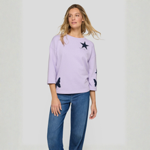 Load image into Gallery viewer, Rabe Lilac Sweater with Star & Butterfly Appliques