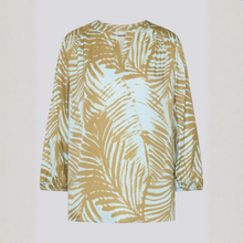 Load image into Gallery viewer, Long-sleeve top with a palm leaf pattern on a white background