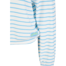 Load image into Gallery viewer, Close up of Striped Top by LCMT, in Light Blue, with a white background.