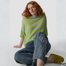 Load image into Gallery viewer, Soft Lime & Baby Blue Knitted Jumper by LCMT