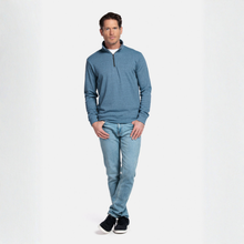 Load image into Gallery viewer, Man wearing a blue sweater and jeans on a white background
