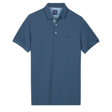 Load image into Gallery viewer, Blue Baileys Cotton Polo Shirt with a white background.