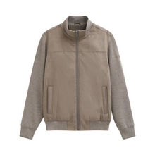 Load image into Gallery viewer, Brown jacket with gray sleeves on a white background