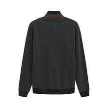 Load image into Gallery viewer, Dark gray jacket with brown collar on a white background