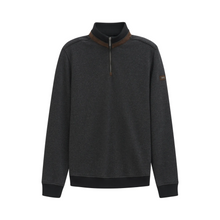 Load image into Gallery viewer, Dark gray sweatshirt with brown accents on a white background