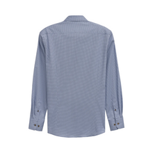 Load image into Gallery viewer, Blue patterned shirt on a white background