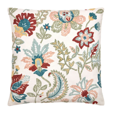 Load image into Gallery viewer, Decorative pillow with floral embroidery on a white background