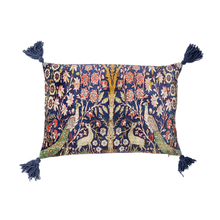 Load image into Gallery viewer, Decorative pillow with intricate floral and animal pattern on a white background