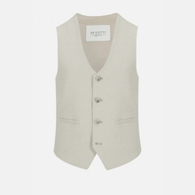 Load image into Gallery viewer, Beige vest with a brand label on a white background