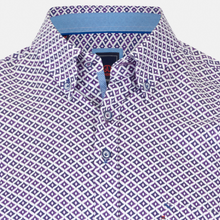Load image into Gallery viewer, Close-up of a patterned shirt with a collar and buttons.