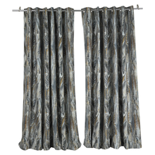 Load image into Gallery viewer, Pair of patterned curtains on a white background