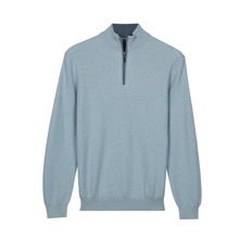 Load image into Gallery viewer, Light blue pullover with a quarter zip on a white background