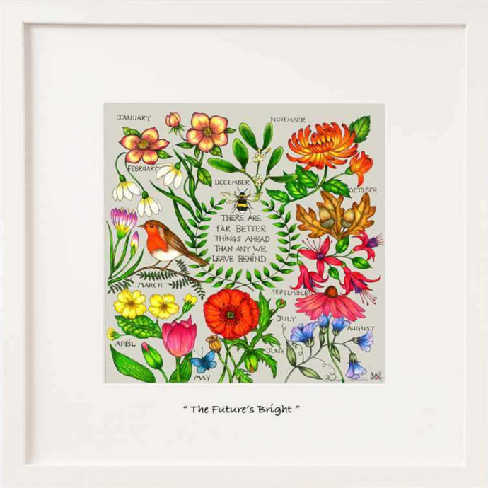 Nature images with wild flowers, birds and bees with the sentiment written in the middle 