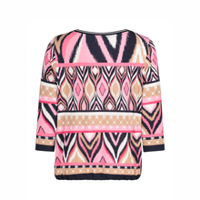 Load image into Gallery viewer, Back view of the blouse of Betty Barclay Pink-Dark Blue 3/4 sleeve Blouse with white background