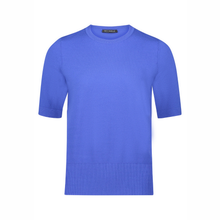 Load image into Gallery viewer, Front view of Betty Barclay Knitted Top in Adria Blue, with a white background.