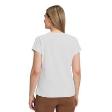 Load image into Gallery viewer, Woman wearing a white t-shirt on a white background