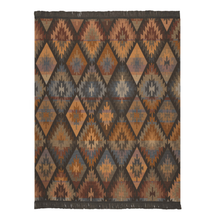 Load image into Gallery viewer, BD Wohndecke Cotton Charcoal/Orange Throw | 140x180