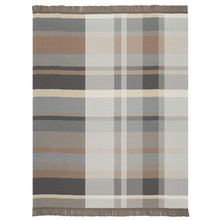 Load image into Gallery viewer, Plaid patterned rug with brown, beige, and gray colors on a white background
