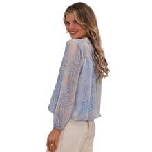 Load image into Gallery viewer, Back of Kate & Pippa Bella Band Top Blue Mix, with a white background.