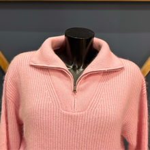 Load image into Gallery viewer, close up of Twins The Label Breckenridge set up on a mannequin, in Baby Pink, with blue and brown wooden background.