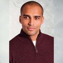 Load image into Gallery viewer, Burgundy Half Zip Jumper on Model