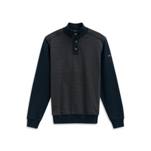 Load image into Gallery viewer, Dark blue textured sweater with button details on a white background