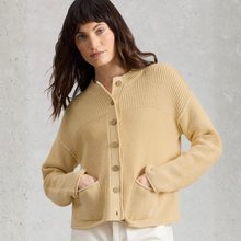 Load image into Gallery viewer, Front view of White Stuff Gigi Washed Cardi in light yellow, with a light grey background.