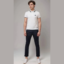 Load image into Gallery viewer, White Polo Shirt on Model