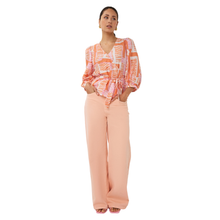 Load image into Gallery viewer, Full Front view of Esqualo Wrap Blouse Divine Blocks with a white background.