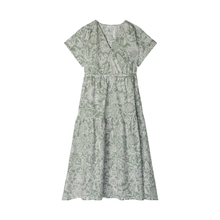 Load image into Gallery viewer, Green floral dress on a white background