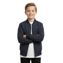 Load image into Gallery viewer, Image of Model posing wearing Diesel Duncan Boys Overshirt in Navy, with a white background.