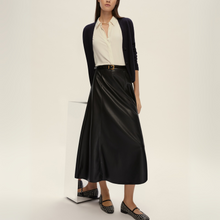 Load image into Gallery viewer, Emme Marella Faux Leather Skirt Chocolate Brown