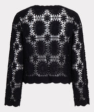 Load image into Gallery viewer, esqualo cardigan in black colour showing back of cardigan

