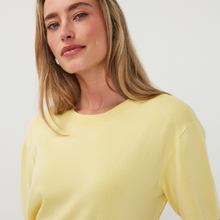 Load image into Gallery viewer, Woman wearing a yellow sweater against a plain background