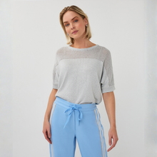 Load image into Gallery viewer, Light Blue top on Model on Light grey background