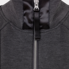 Load image into Gallery viewer, Close-up of a gray hoodie with a zipper