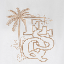 Load image into Gallery viewer, Embroidered initials 'ES' with a palm tree design on a white background